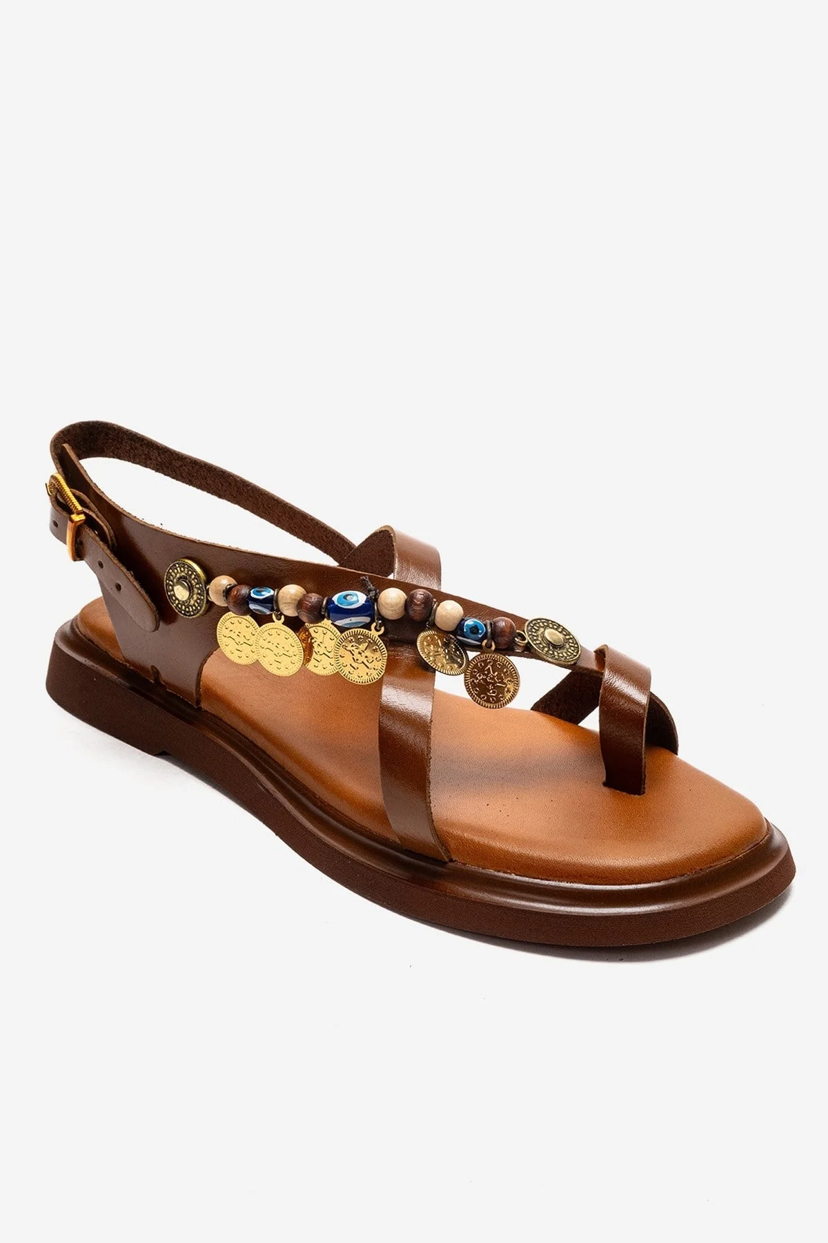 HUSH - Cognac Genuine Leather Beaded Toe-Post Sandal (Women) - Image 3