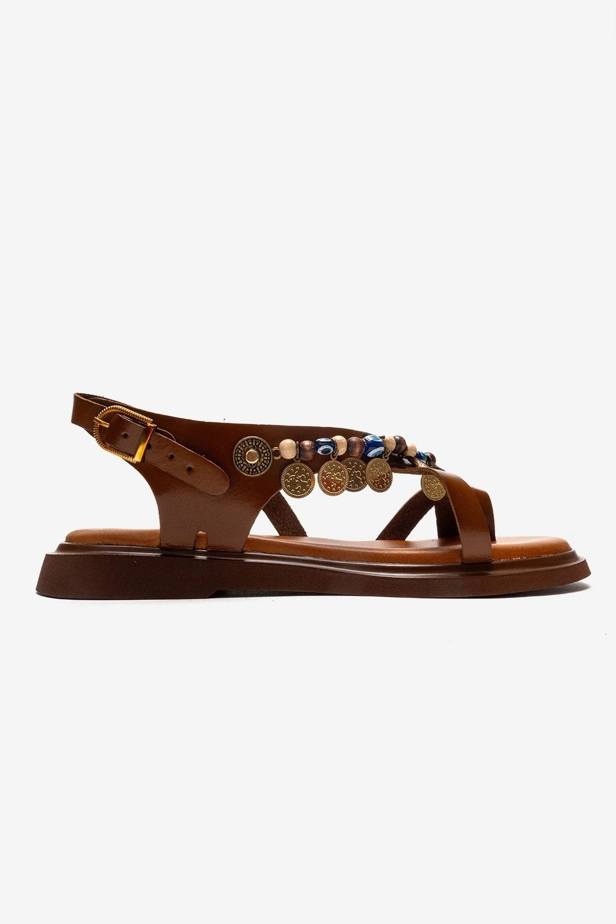 HUSH - Cognac Genuine Leather Beaded Toe-Post Sandal (Women) - Image 4