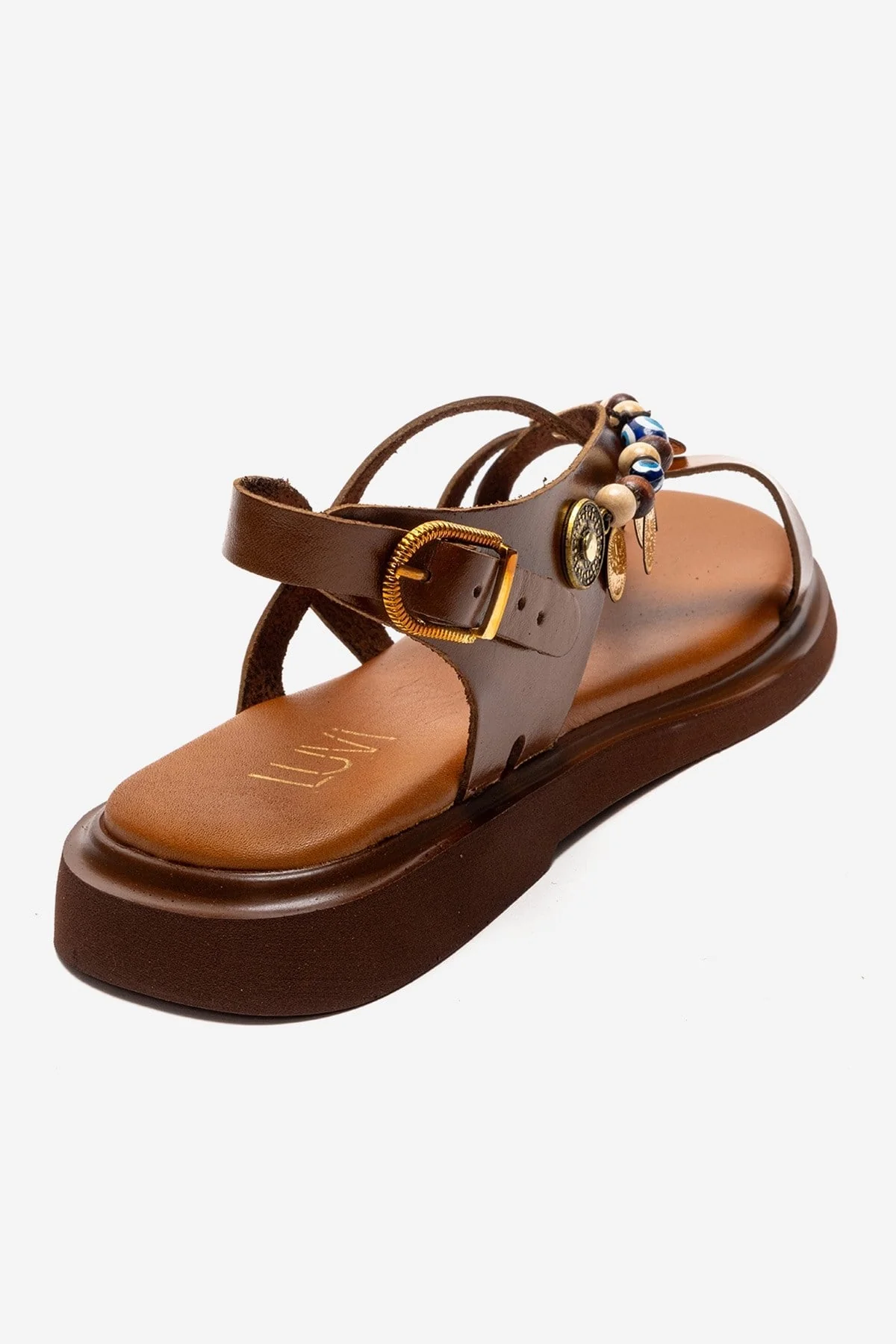 HUSH - Cognac Genuine Leather Beaded Toe-Post Sandal (Women) - Image 5