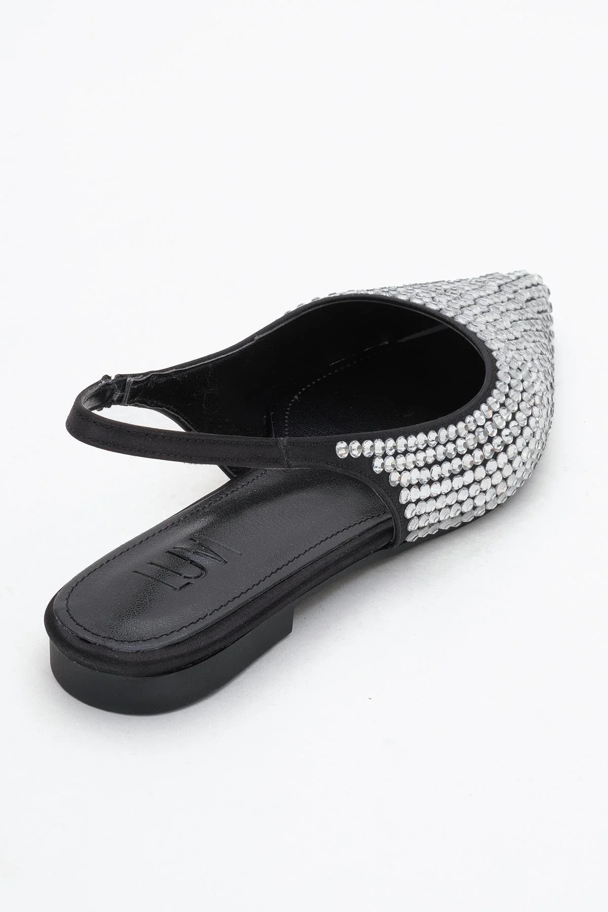 Ida - Black Silver Pointed Toe Slingback Ballerina Flat (Women) - Image 5