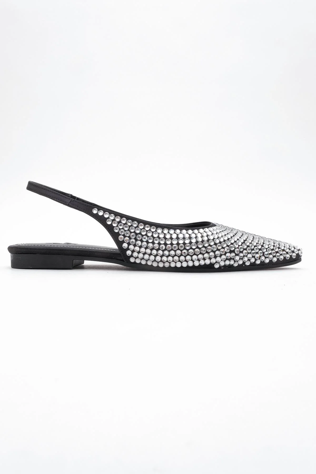 Ida - Black Silver Pointed Toe Slingback Ballerina Flat (Women) - Image 6