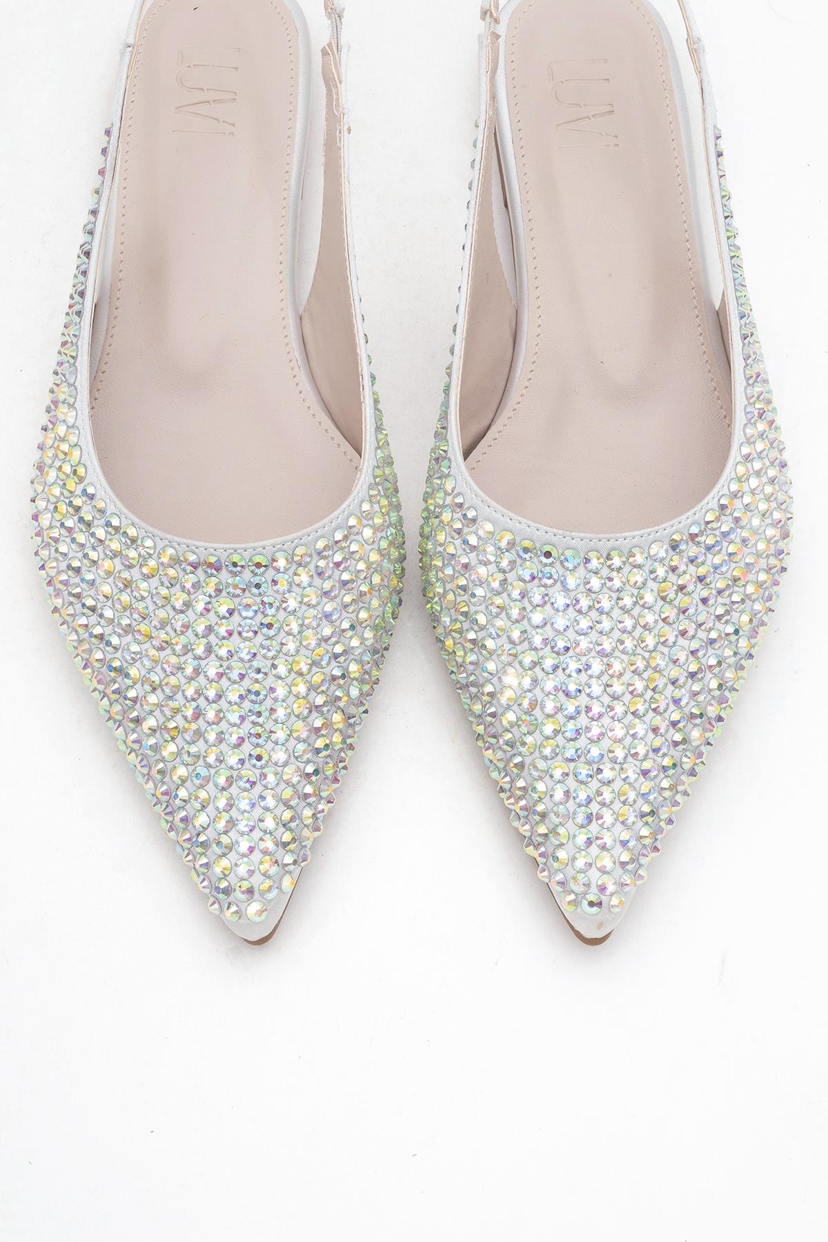 Ida - Silver Pointed Toe Open-Back Ballet Flat (Women) - Image 2