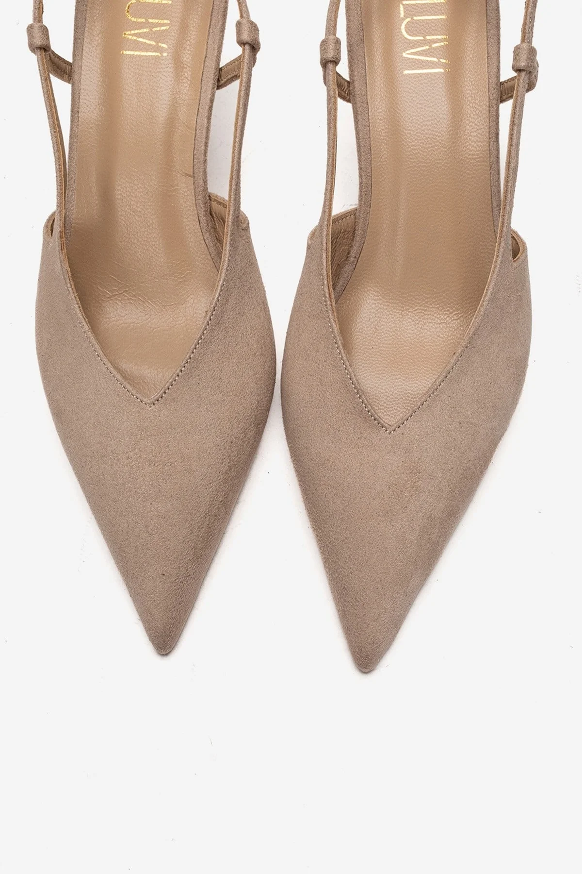 Irena - Beige Suede Backless Pointed Toe Stiletto Pump, Genuine Leather (Women) - Image 2