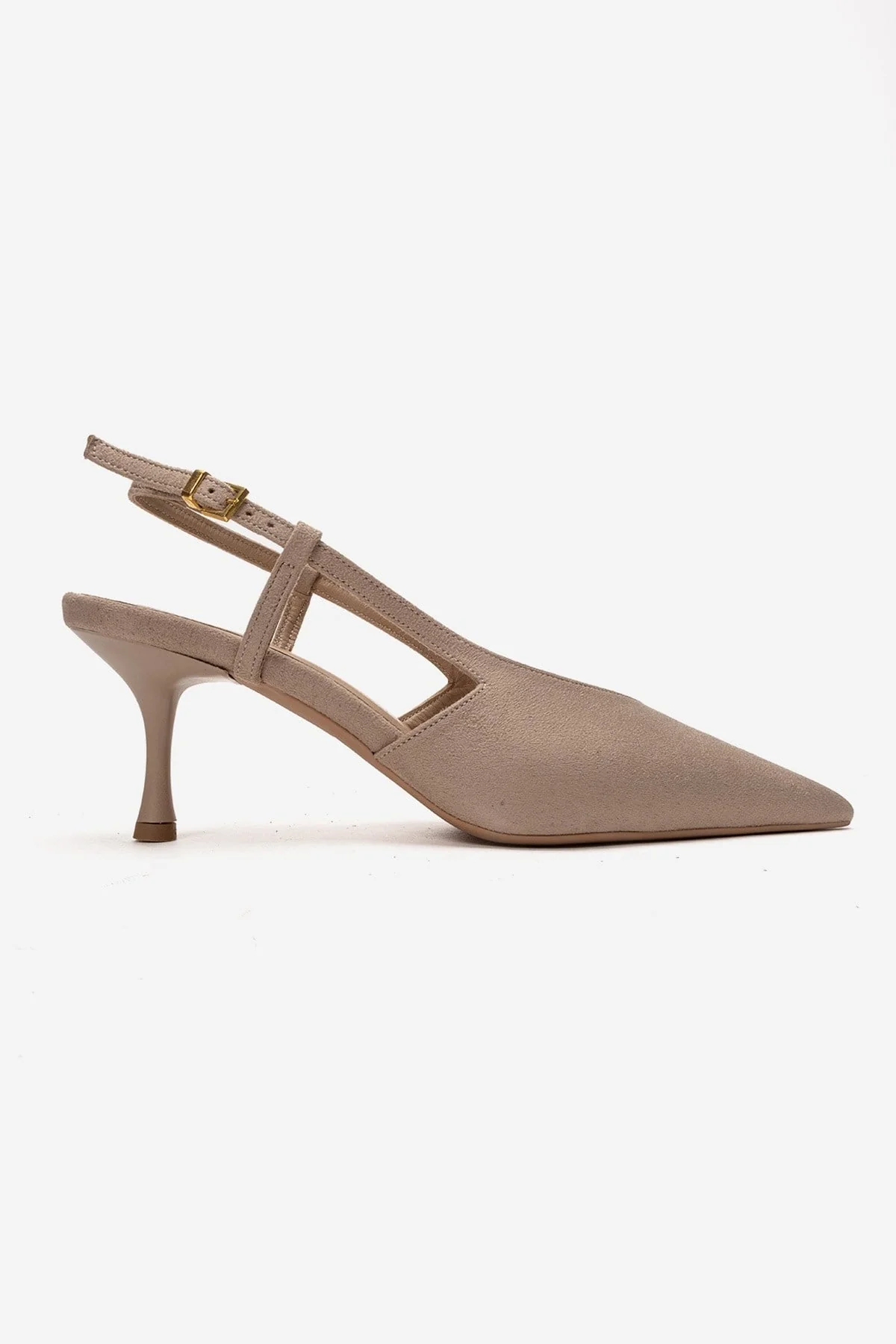 Irena - Beige Suede Backless Pointed Toe Stiletto Pump, Genuine Leather (Women) - Image 4