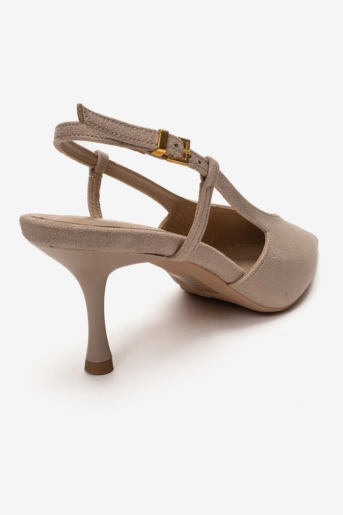 Irena - Beige Suede Backless Pointed Toe Stiletto Pump, Genuine Leather (Women) - Image 5
