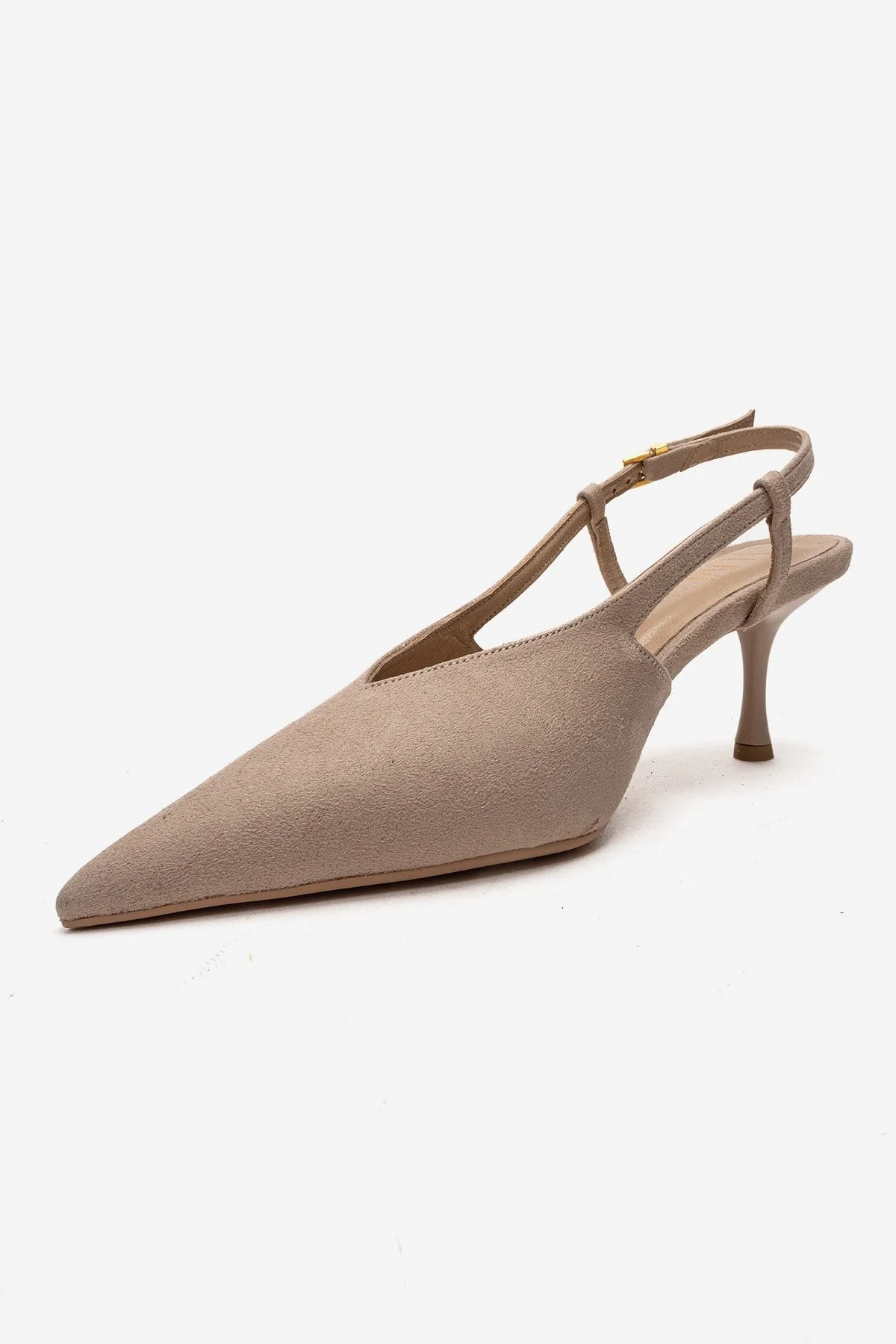 Irena - Beige Suede Backless Pointed Toe Stiletto Pump, Genuine Leather (Women) - Image 6