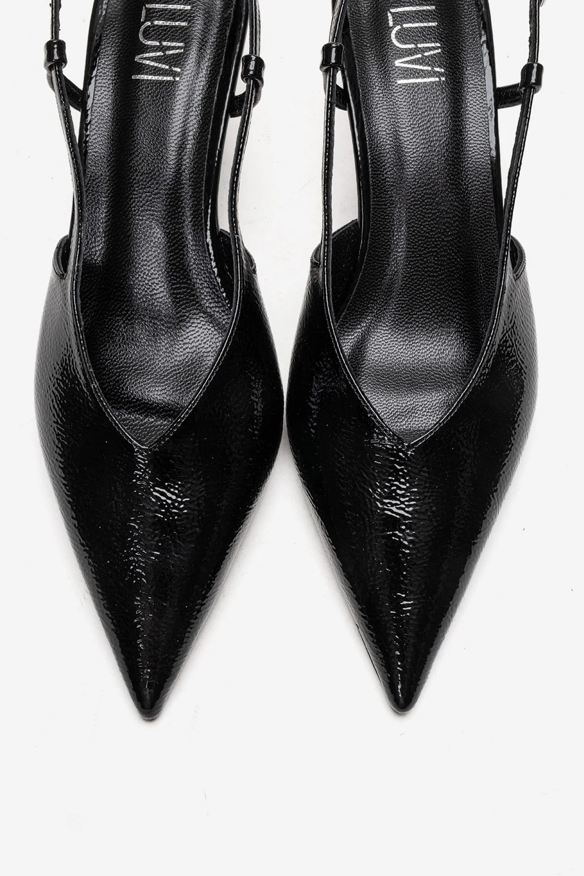 Irena - Black Patent Backless Pointed Toe Stiletto Pump, Genuine Leather (Women) - Image 2