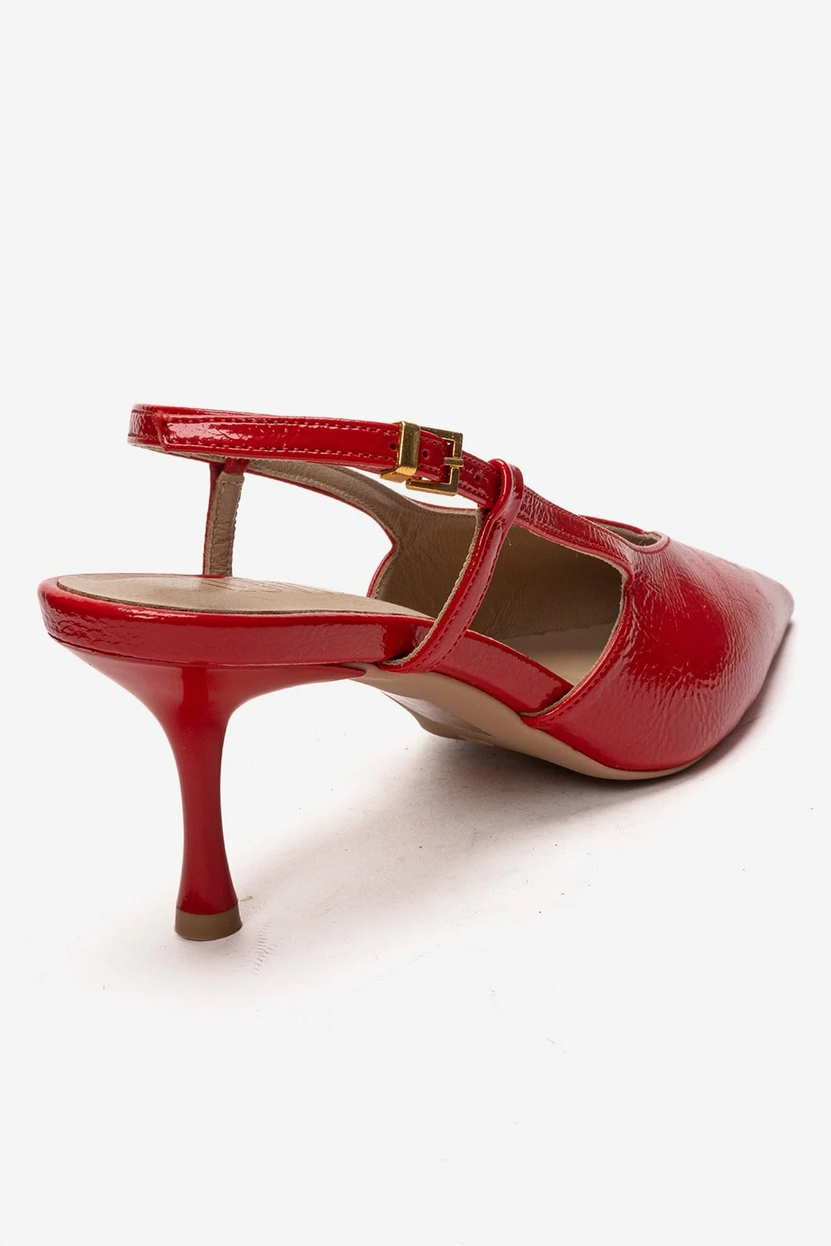 Irena - Red Genuine Leather Pointed Slingback Stiletto Pump (Women) - Image 5