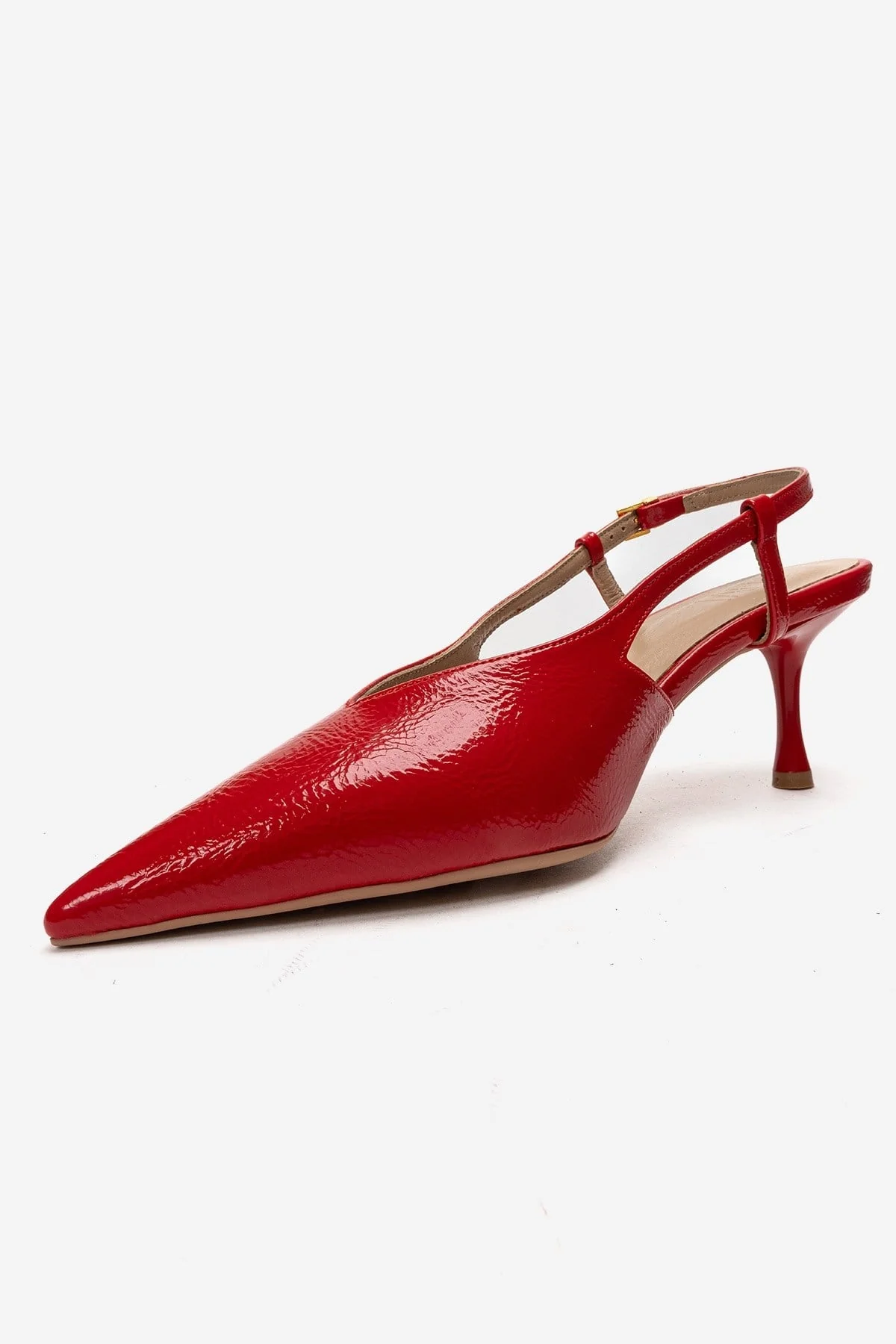 Irena - Red Genuine Leather Pointed Slingback Stiletto Pump (Women) - Image 6