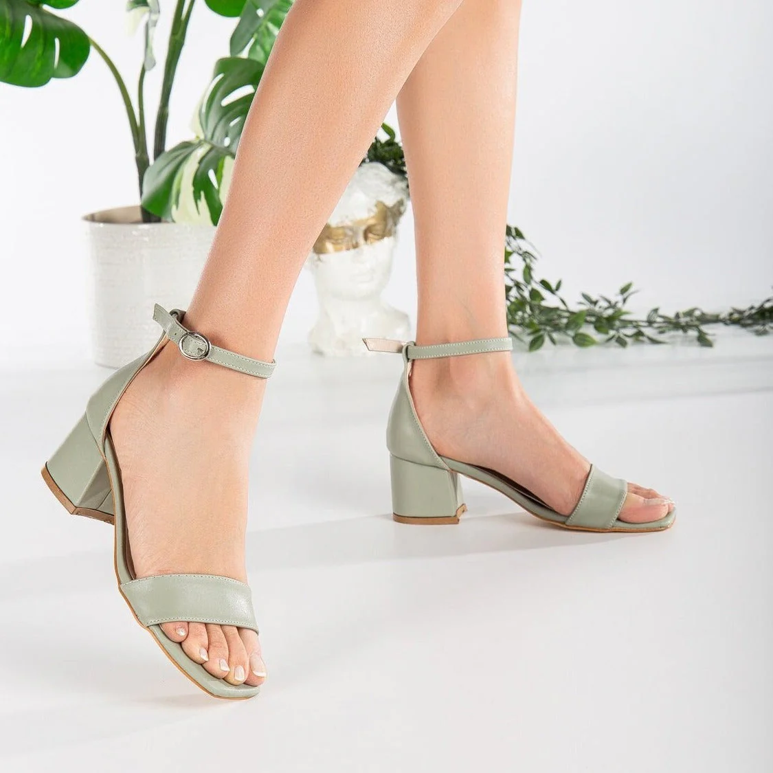 Iva - Sage Green Low Heel - Image 2