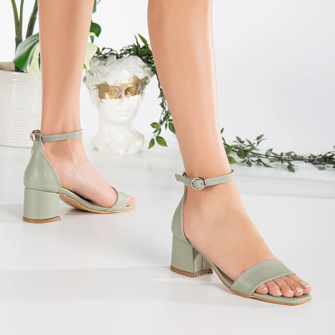 Iva - Sage Green Low Heel - Image 5