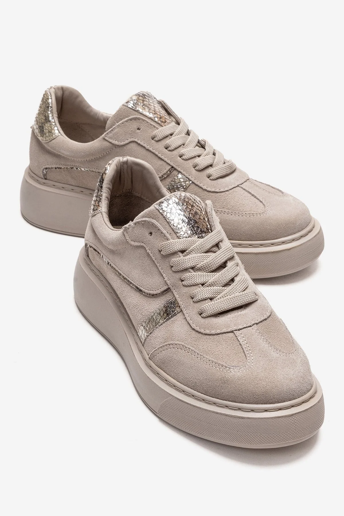 IVARA - Beige Suede Genuine Leather Everyday Sneaker (Women)