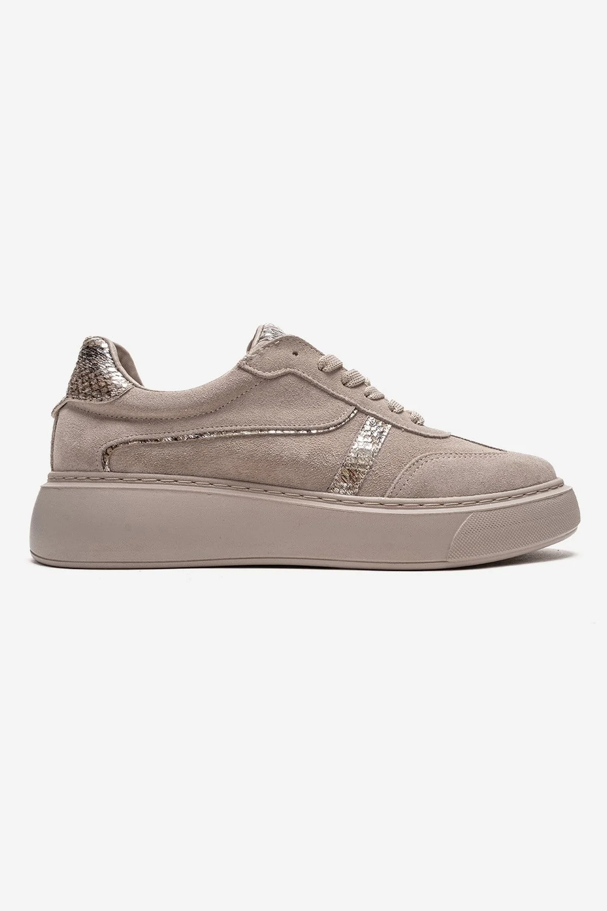 IVARA - Beige Suede Genuine Leather Everyday Sneaker (Women) - Image 4