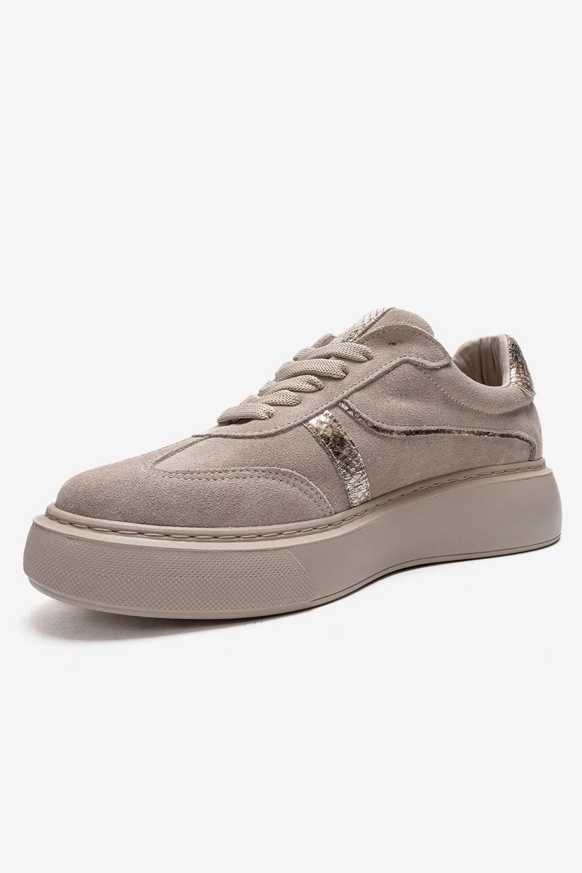 IVARA - Beige Suede Genuine Leather Everyday Sneaker (Women) - Image 6