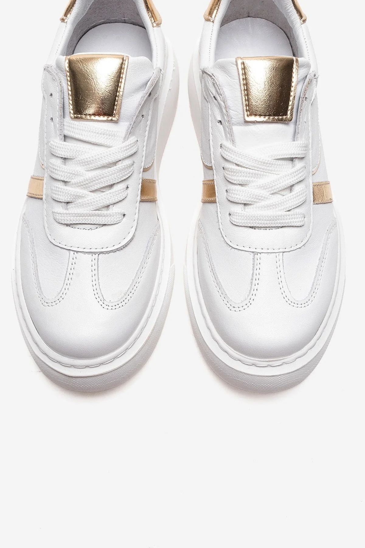 IVARA - White And Gold Genuine Leather Everyday Sneaker (Women) - Image 2