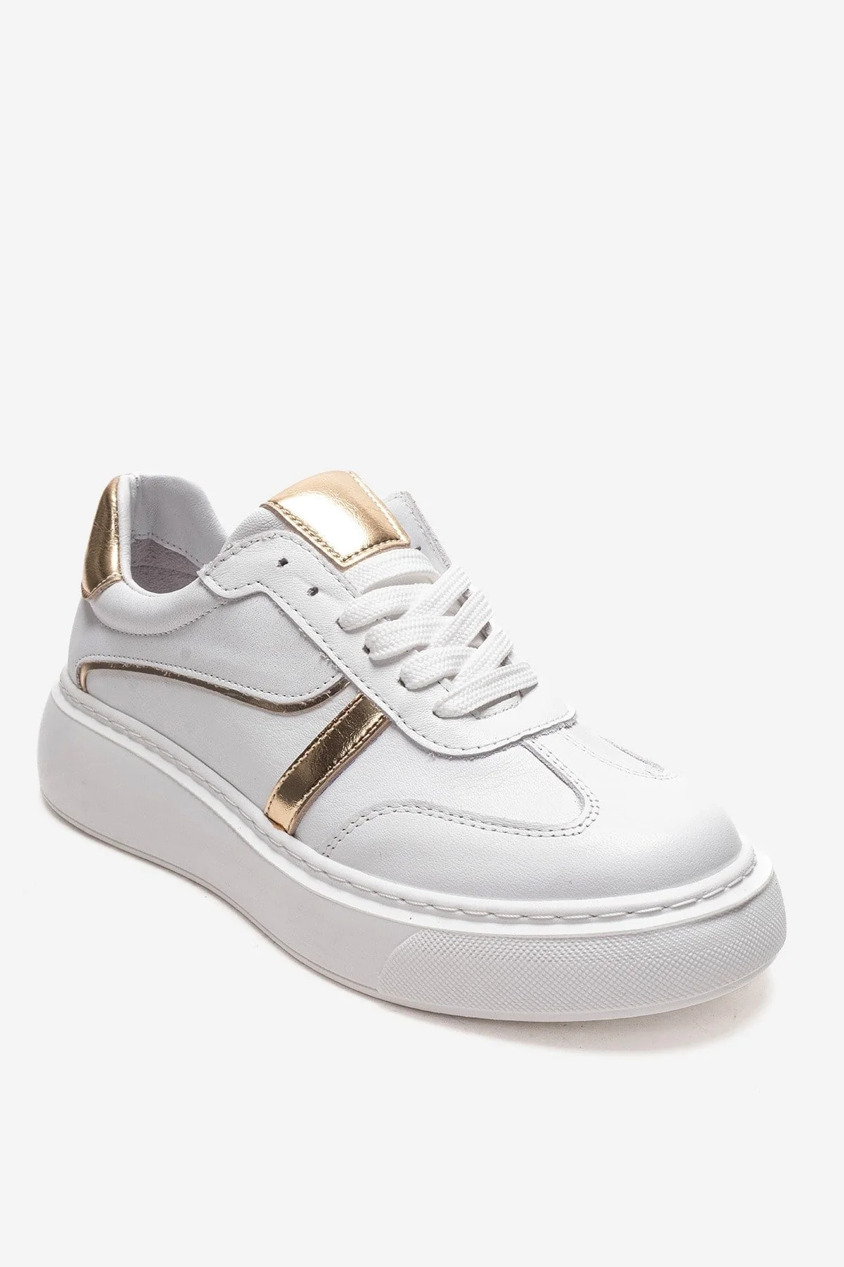 IVARA - White And Gold Genuine Leather Everyday Sneaker (Women) - Image 3