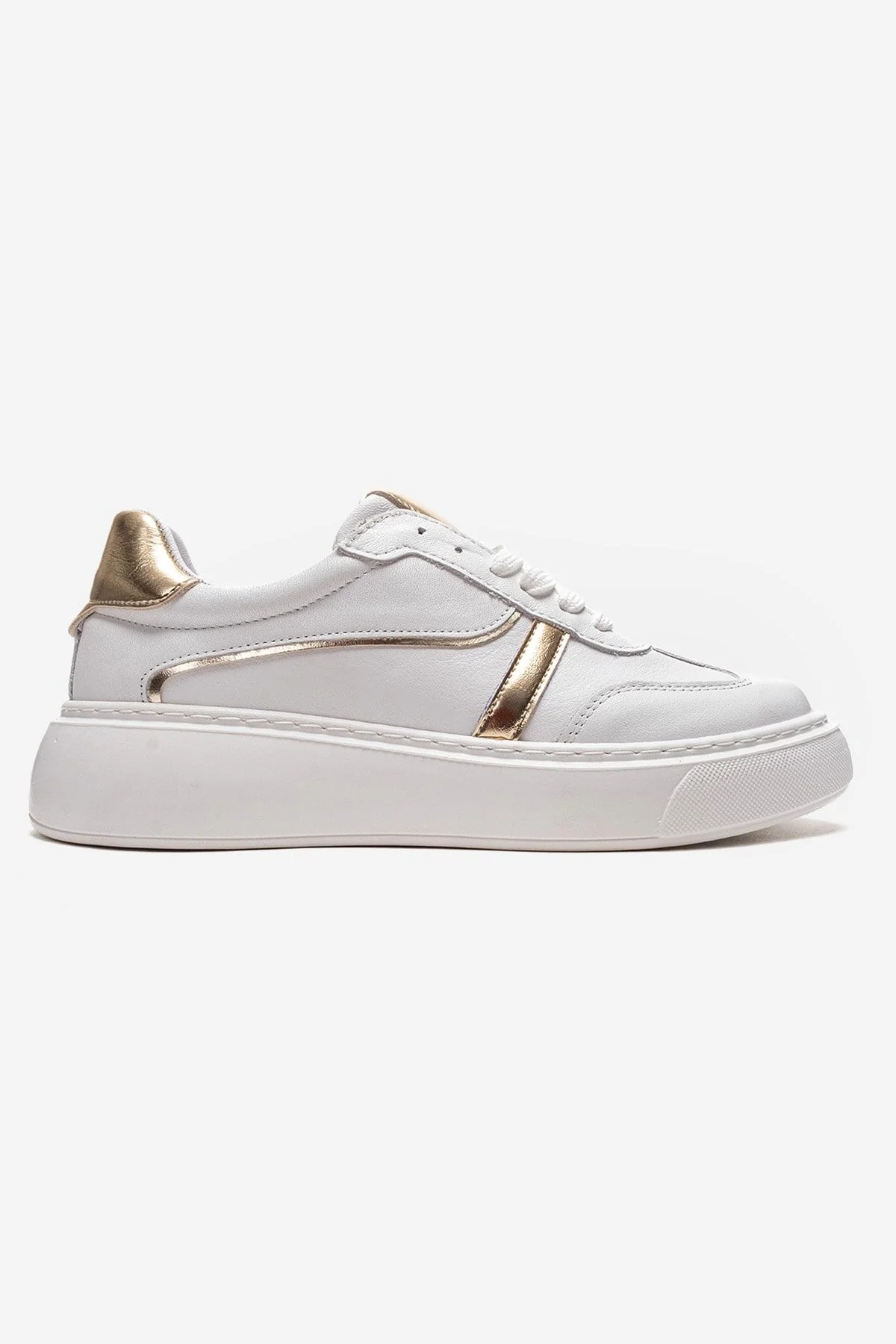 IVARA - White And Gold Genuine Leather Everyday Sneaker (Women) - Image 4