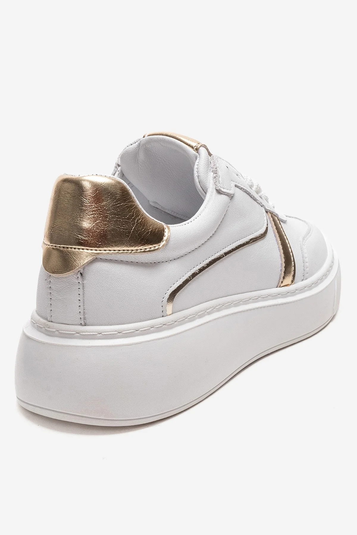IVARA - White And Gold Genuine Leather Everyday Sneaker (Women) - Image 5