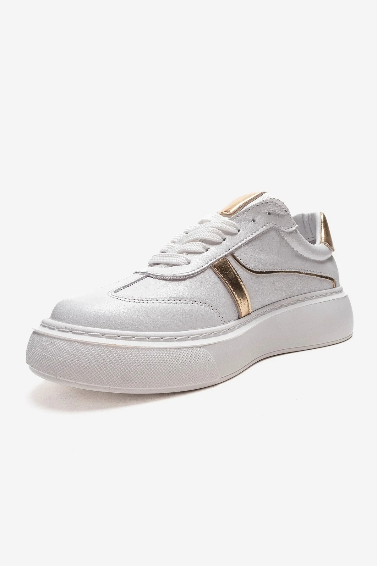 IVARA - White And Gold Genuine Leather Everyday Sneaker (Women) - Image 6