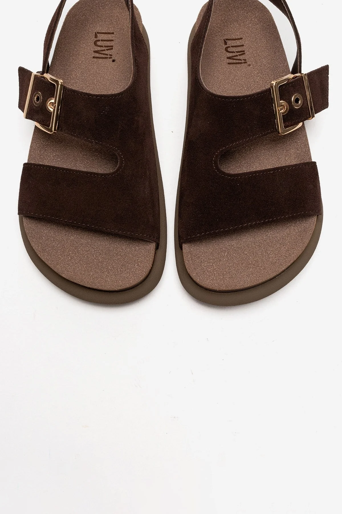 Jalven - Brown Genuine Suede Leather Sandal (Women) - Image 2