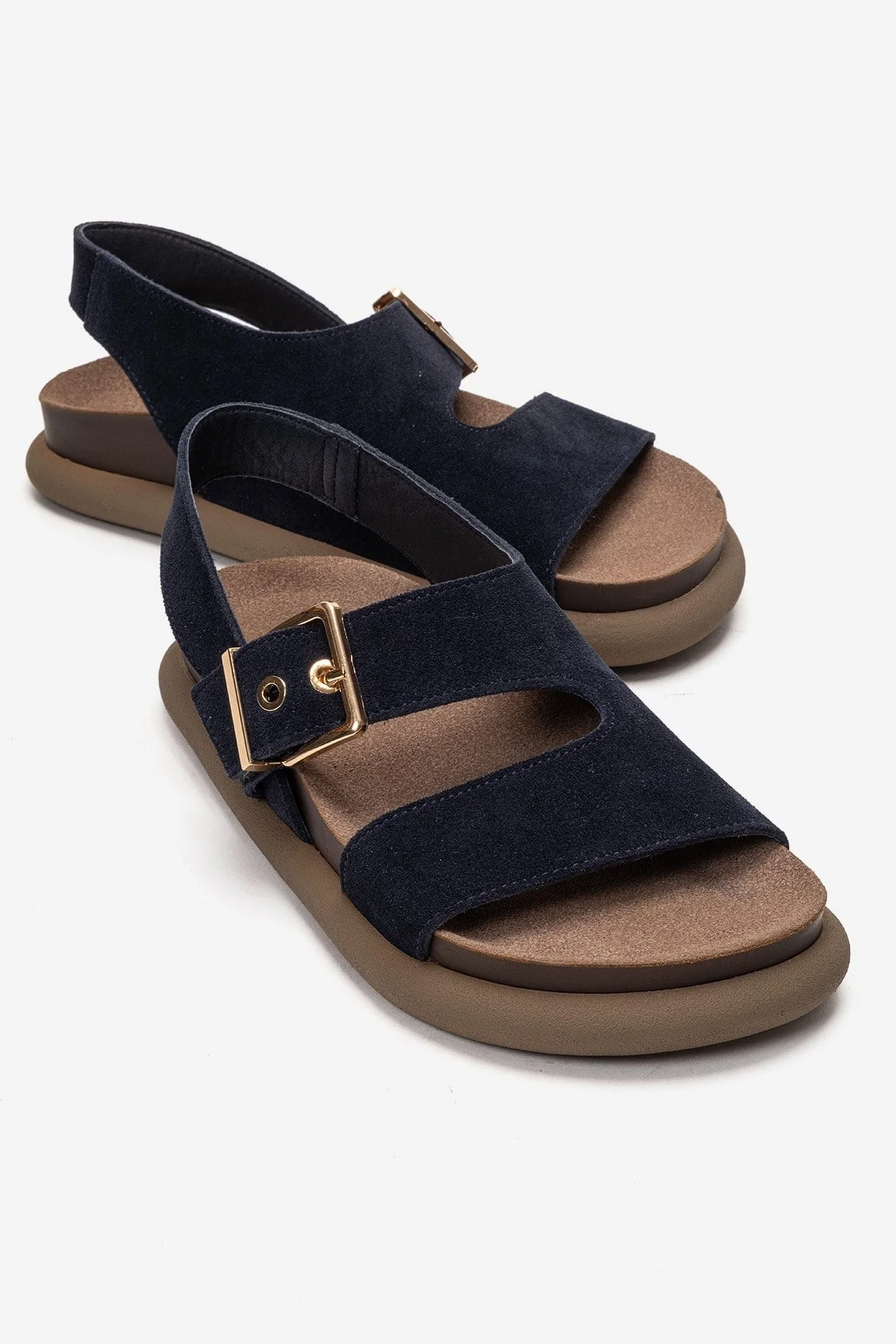 Jalven - Navy Genuine Suede Leather Sandal (Women)