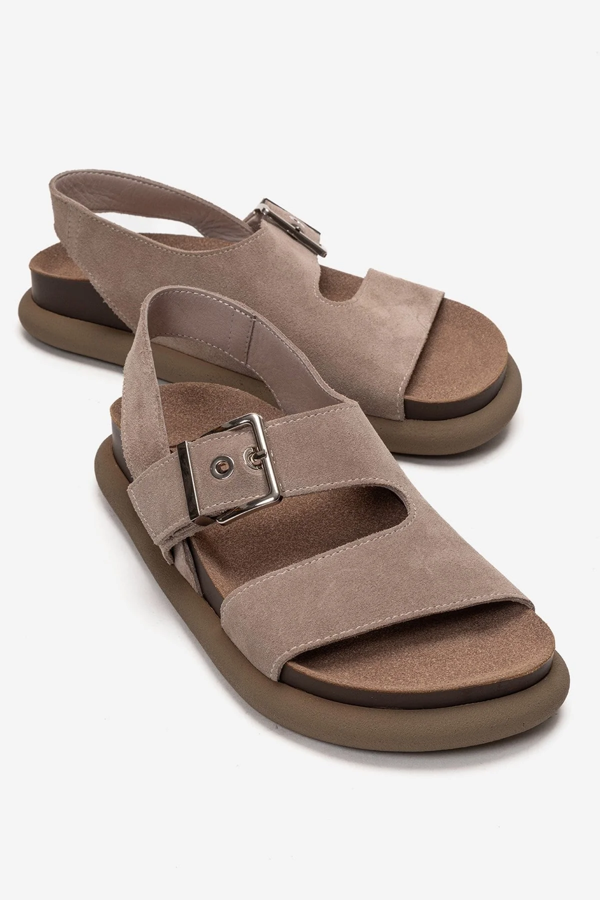 JALVEN - Taupe Genuine Leather Sandal (Women)