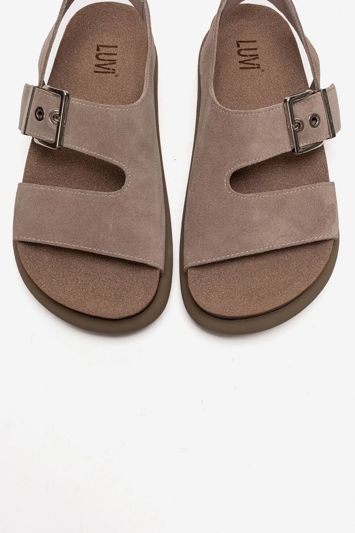 JALVEN - Taupe Genuine Leather Sandal (Women) - Image 2