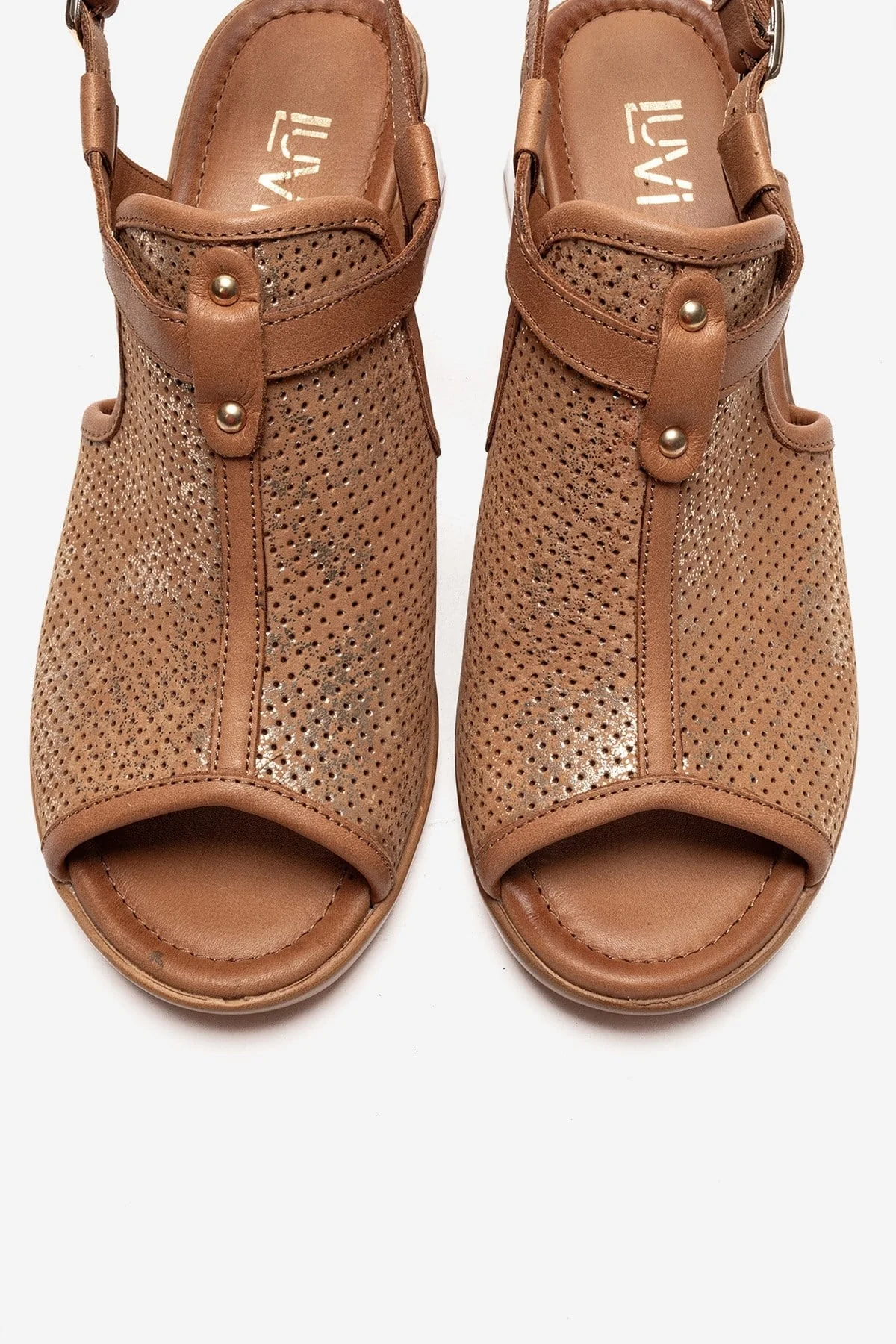Janelle - Cognac Genuine Leather Block Heel Sandal (Women) - Image 2