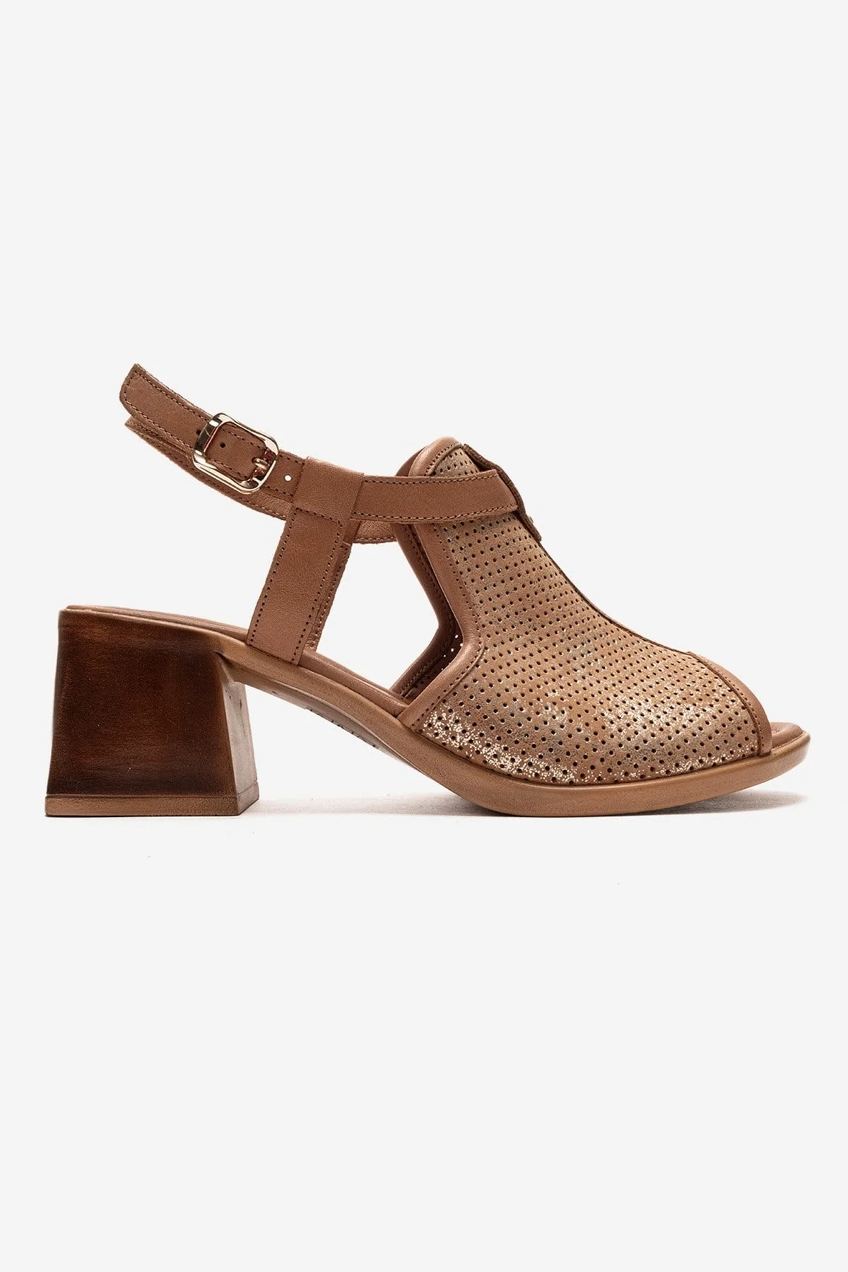 Janelle - Cognac Genuine Leather Block Heel Sandal (Women) - Image 4