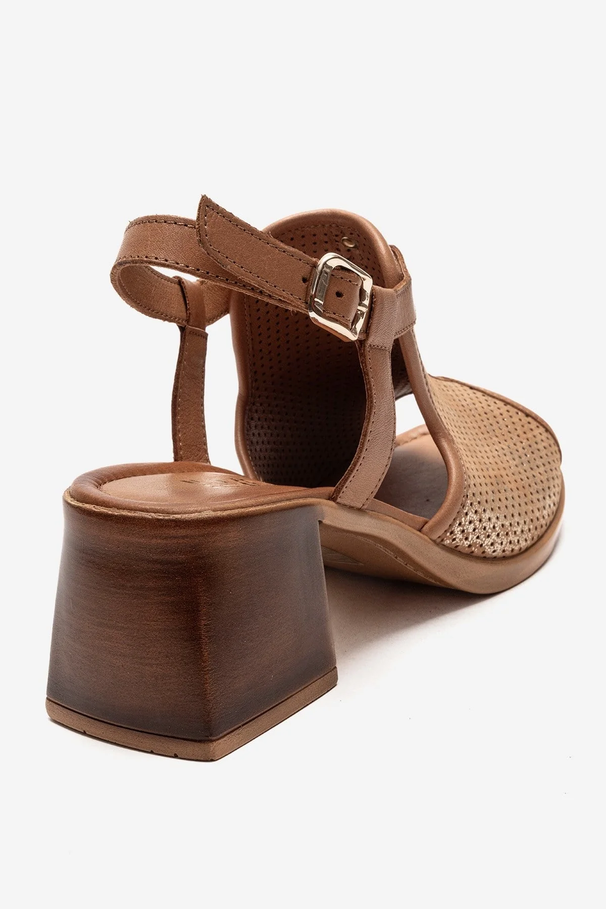Janelle - Cognac Genuine Leather Block Heel Sandal (Women) - Image 5