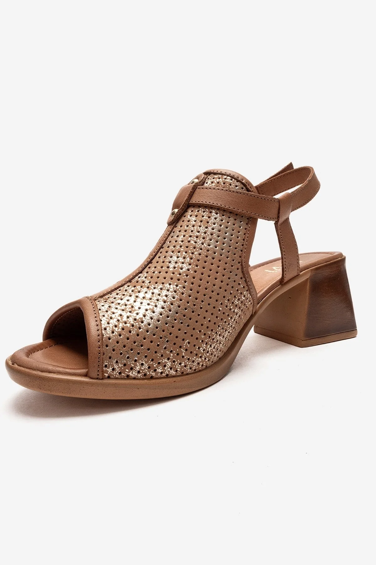 Janelle - Cognac Genuine Leather Block Heel Sandal (Women) - Image 6