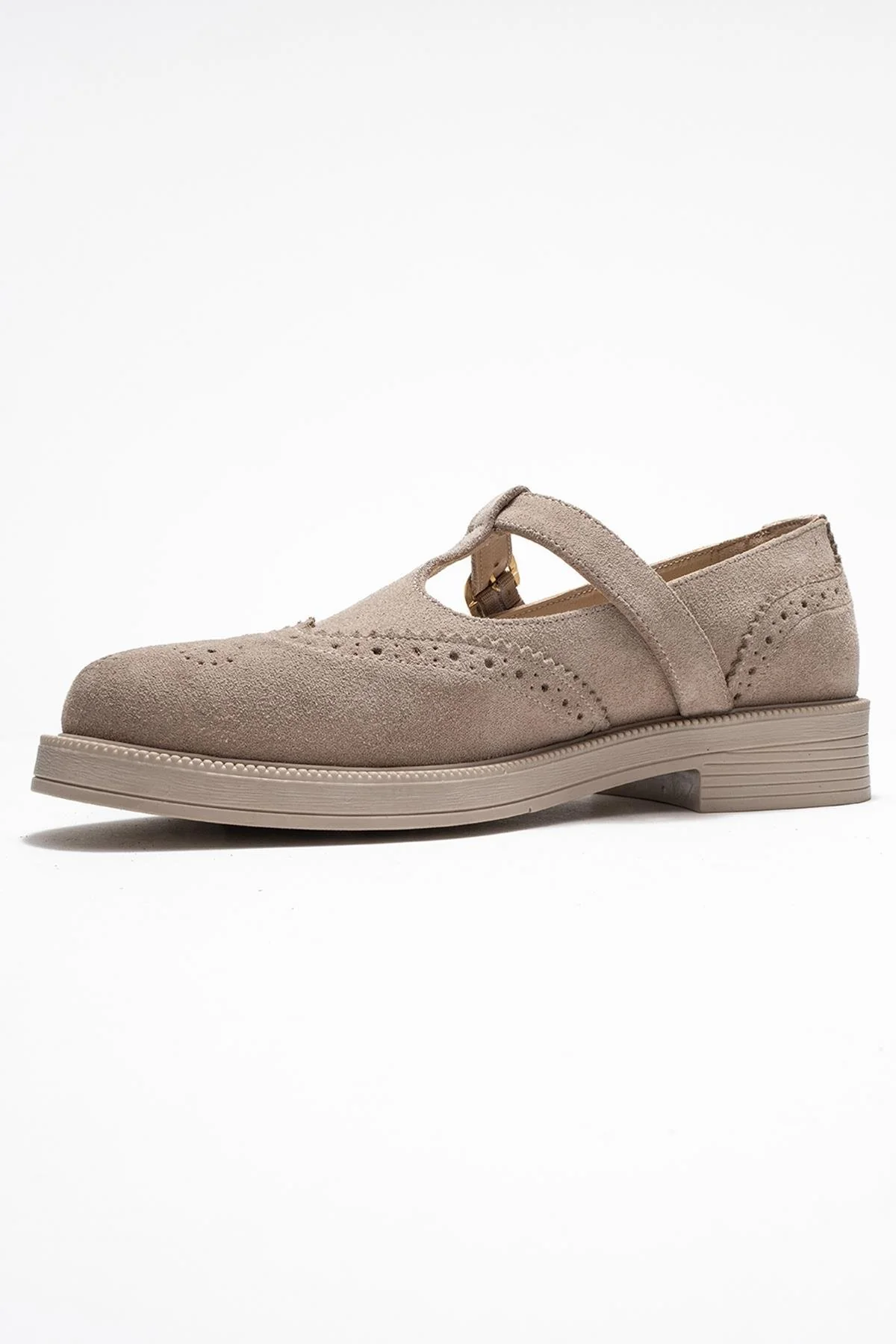 Janney - Beige Suede Genuine Leather Strap Loafer (Women) - Image 4