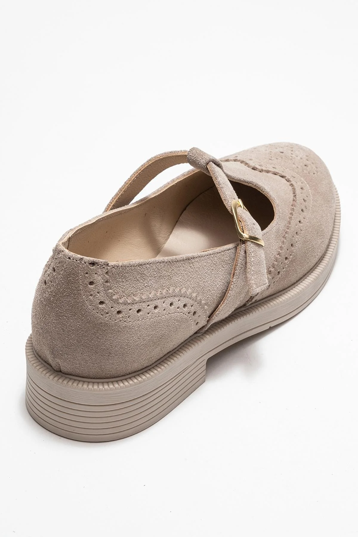 Janney - Beige Suede Genuine Leather Strap Loafer (Women) - Image 5