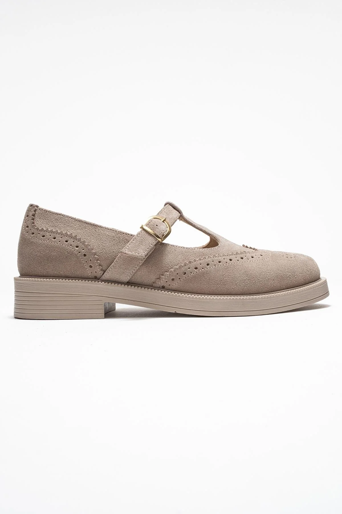 Janney - Beige Suede Genuine Leather Strap Loafer (Women) - Image 6