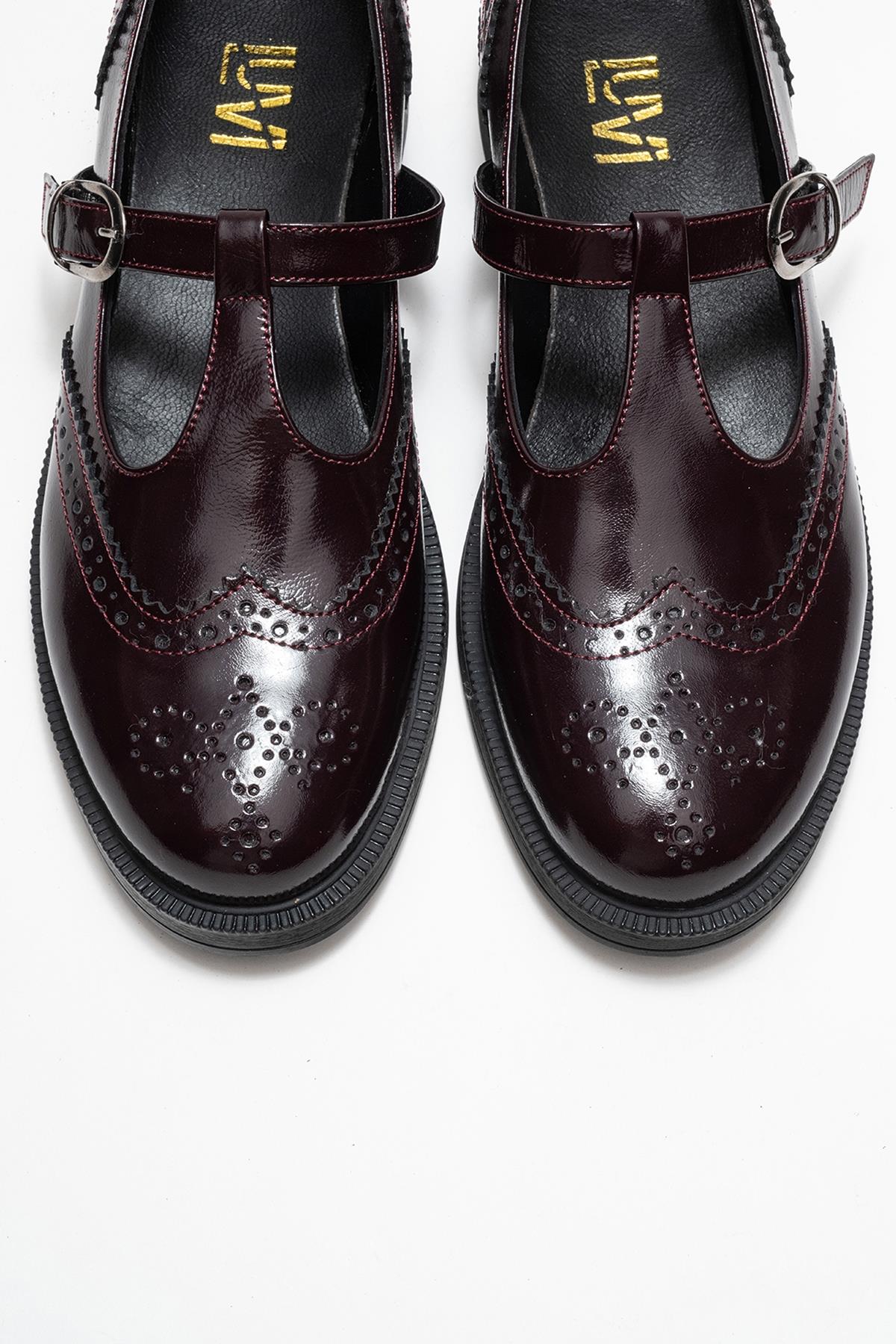 Janney - Burgundy Patent Genuine Leather Loafer (Women) - Image 2