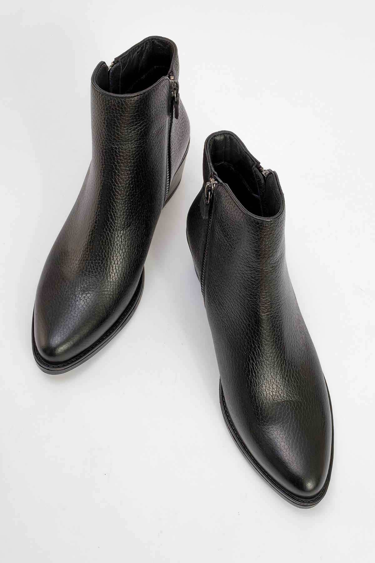 JAYER Black Leather Double-Zip Block Heel Boot (Women) - Image 2
