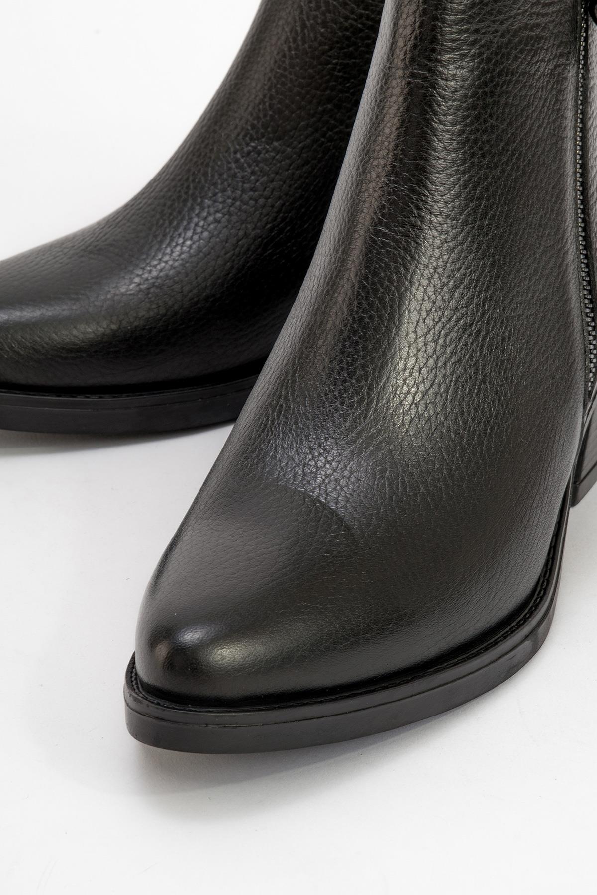 JAYER Black Leather Double-Zip Block Heel Boot (Women) - Image 3