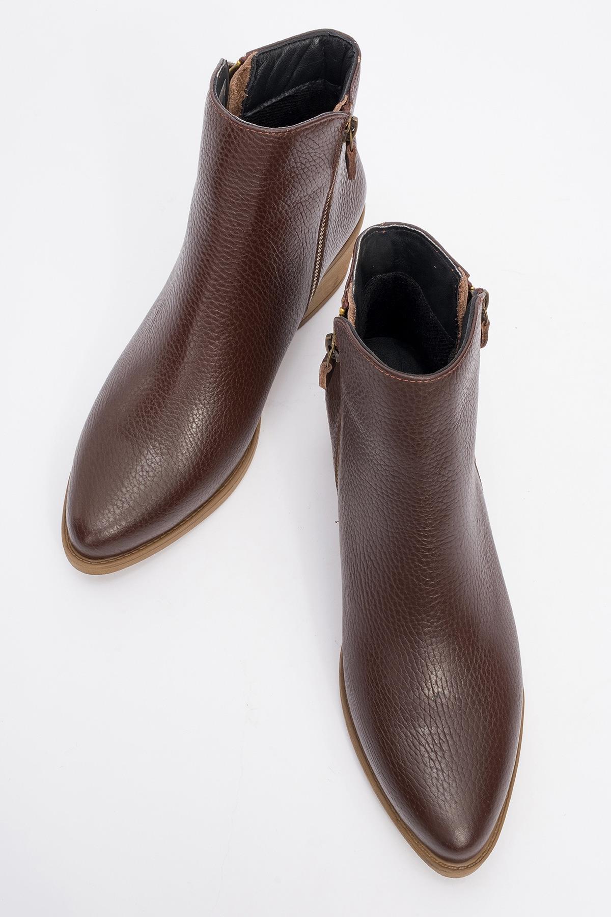 JAYER Brown Leather Double-Zip Block Heel Boot (Women) - Image 2