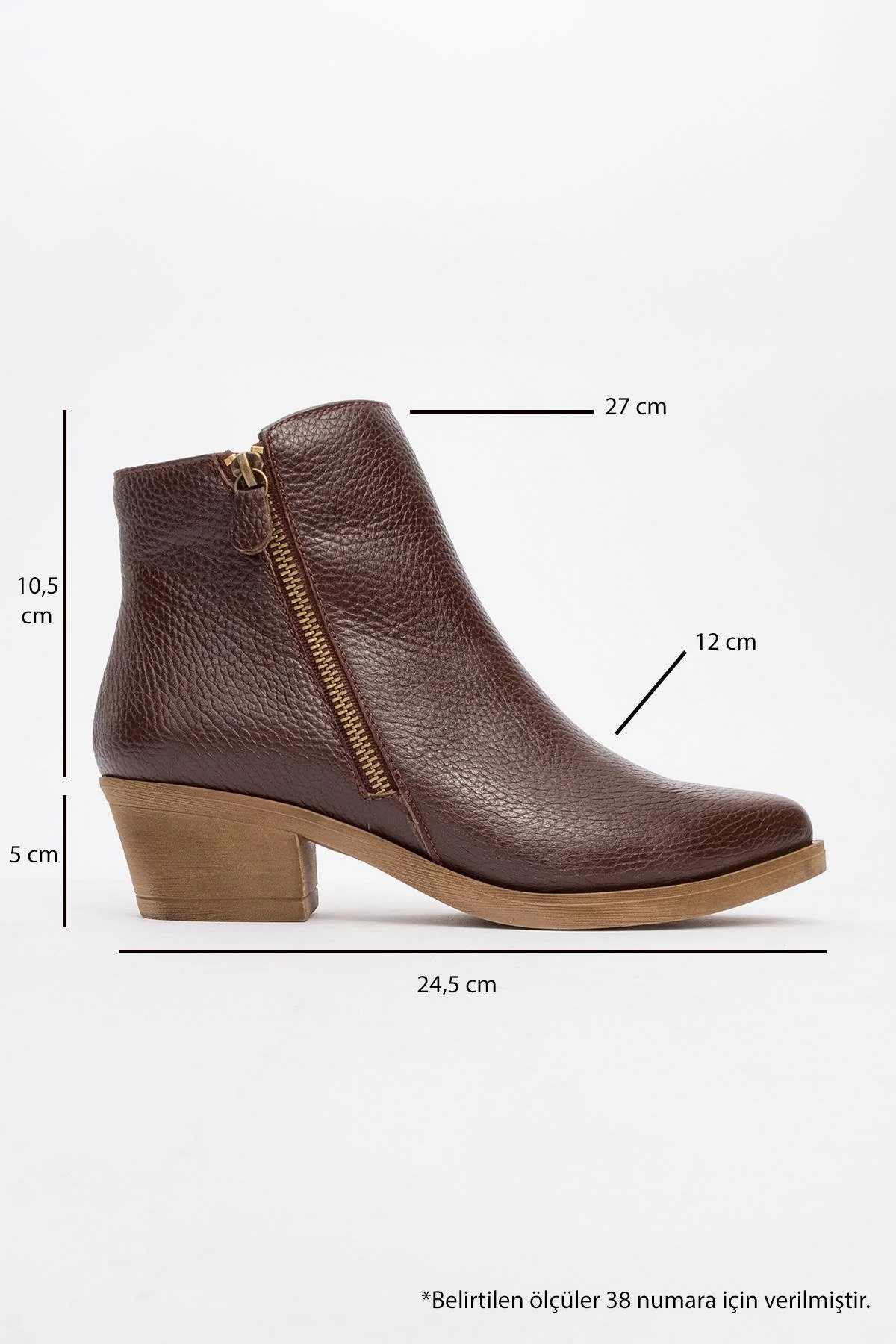 JAYER Brown Leather Double-Zip Block Heel Boot (Women) - Image 4
