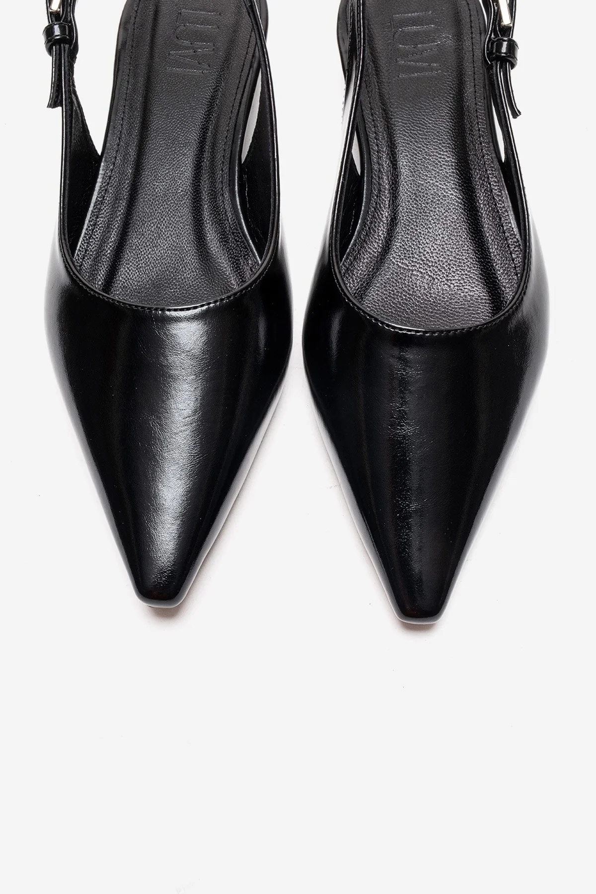 JENNA - Black Genuine Leather Pointed Toe Low Block Heel Shoe (Women) - Image 2