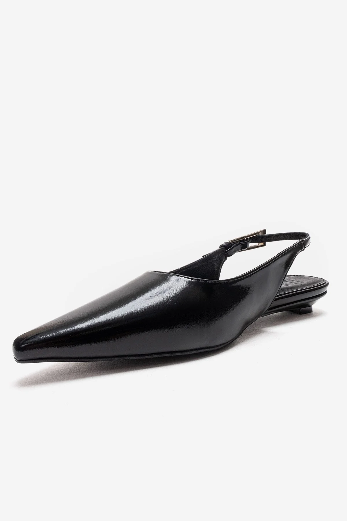 JENNA - Black Genuine Leather Pointed Toe Low Block Heel Shoe (Women) - Image 6