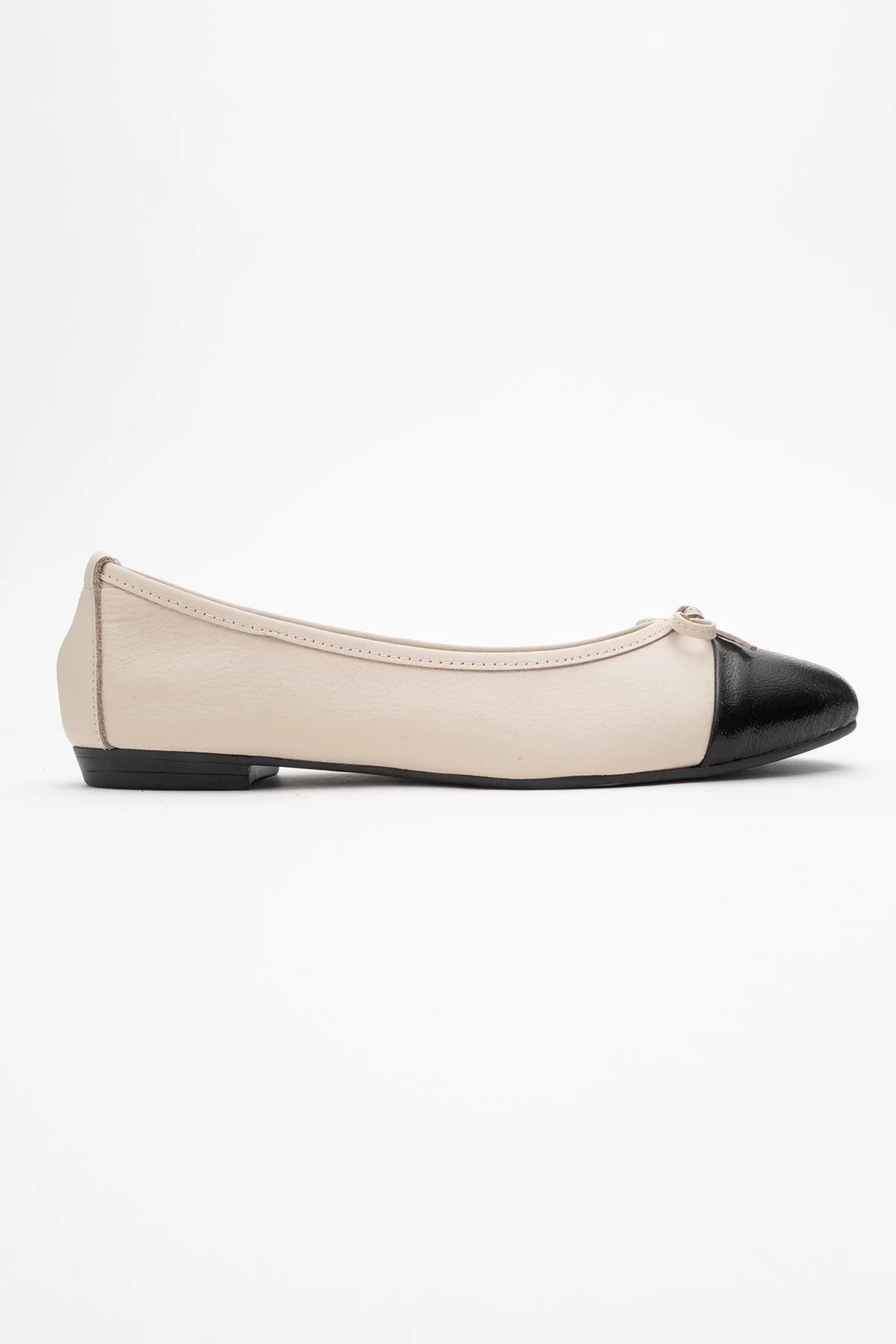 Jens - Beige Toe Cap Leather Ballet Flats (Women) - Image 5