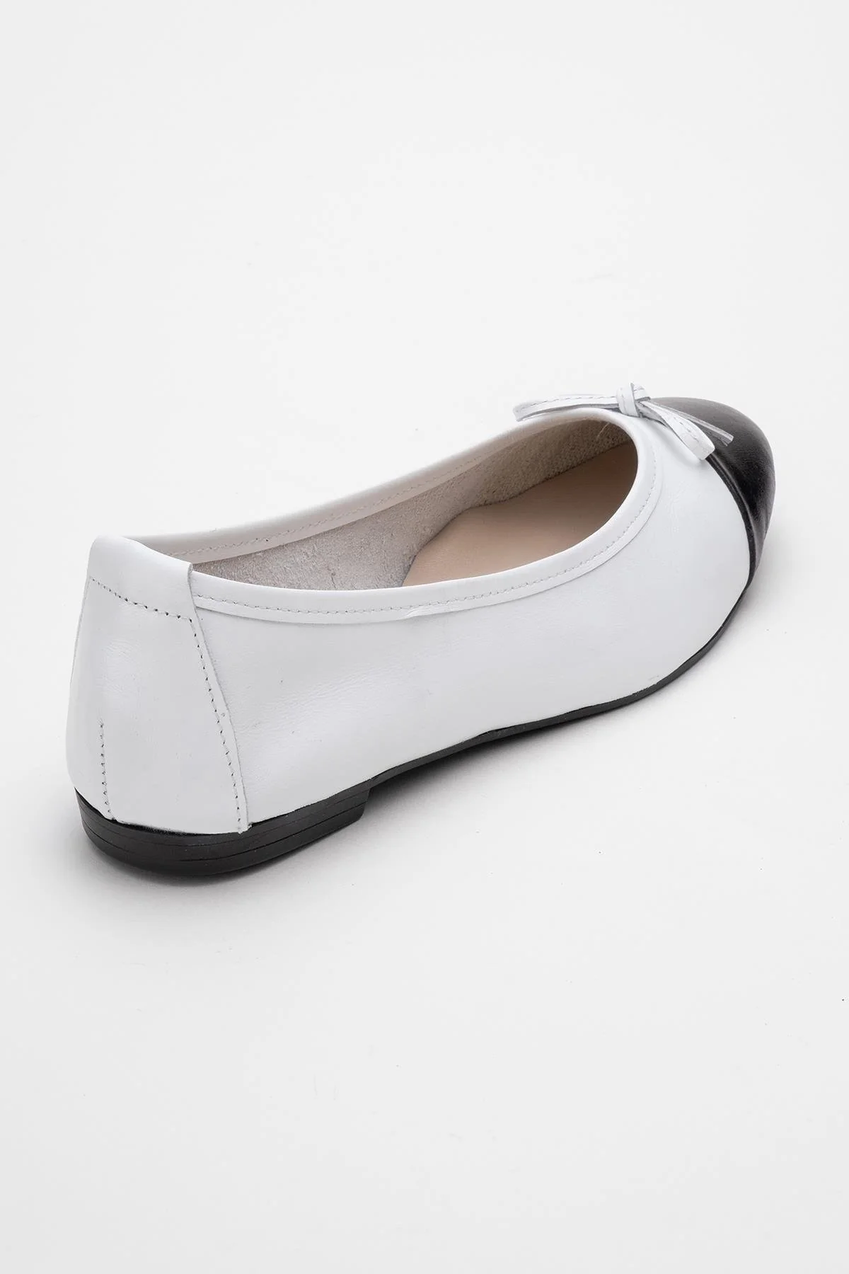 Jens - White Toe Cap Leather Ballet Flats (Women) - Image 4