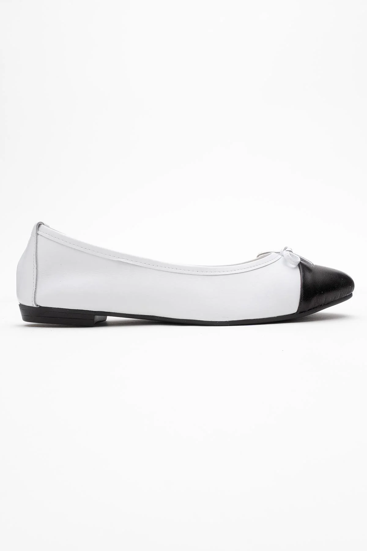 Jens - White Toe Cap Leather Ballet Flats (Women) - Image 5