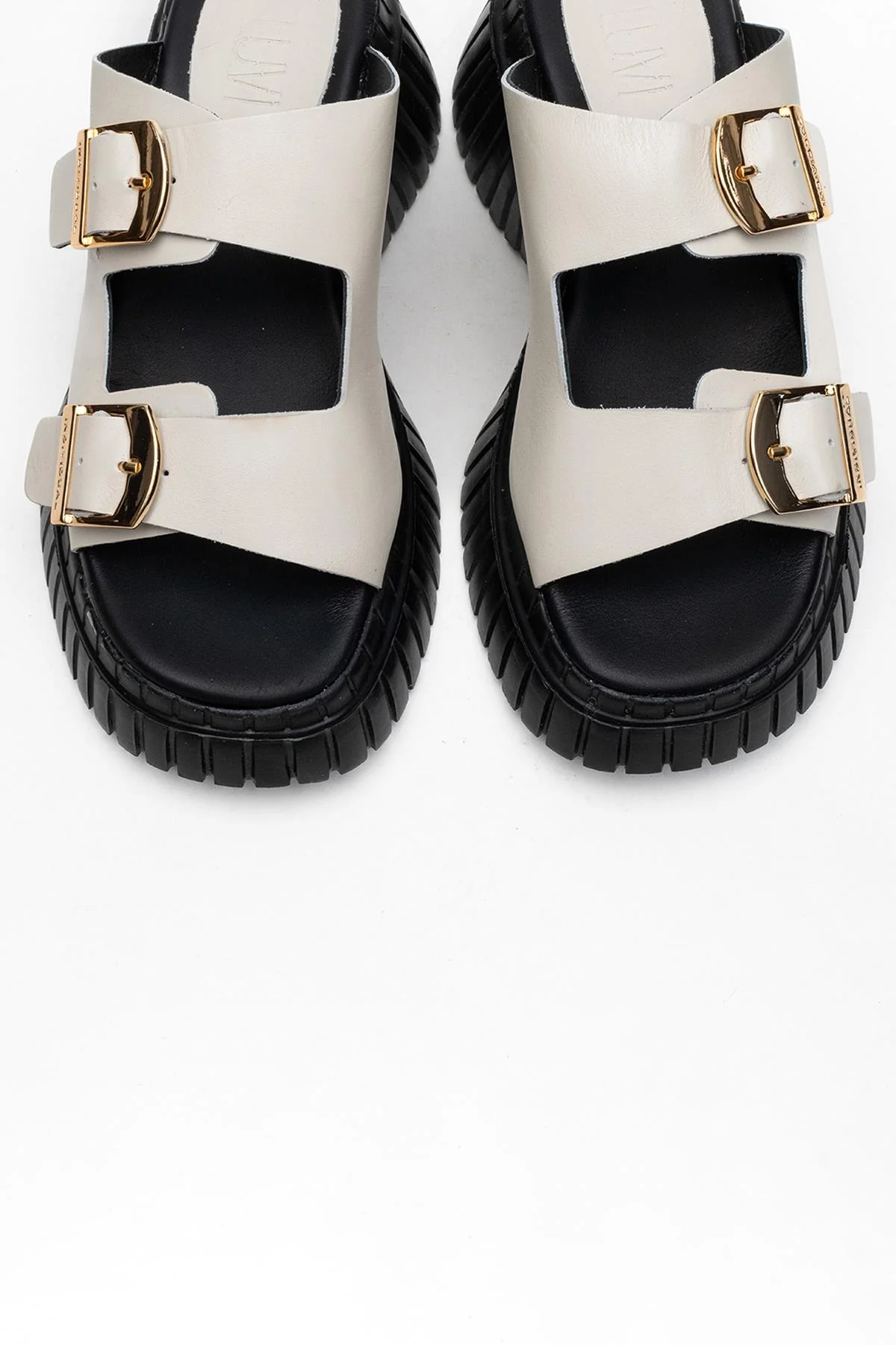 Joanes - Ecru Genuine Leather Double-Strap Wedge Sandal (Women) - Image 2