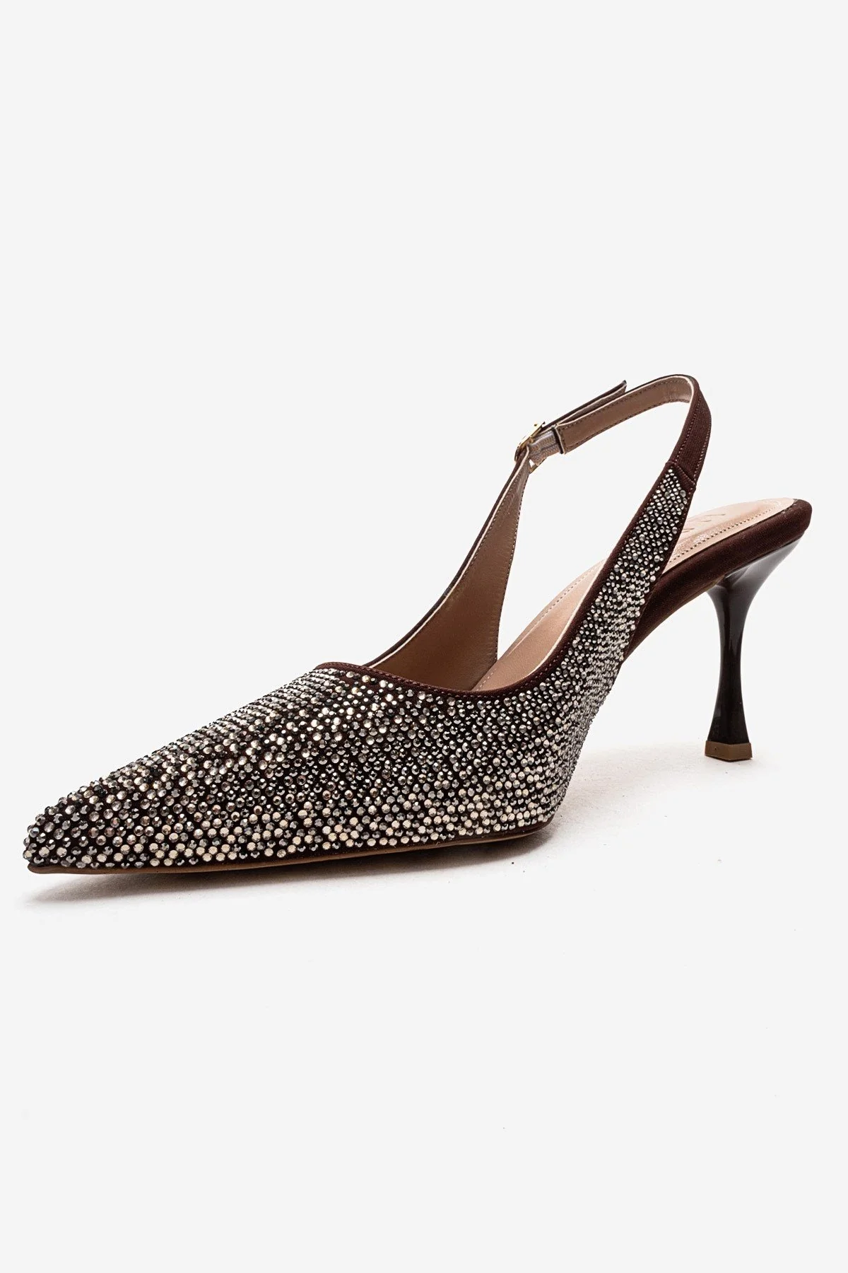 JOHANNA - Brown Gold-Embellished Slingback Stiletto Pump (Women) - Image 6