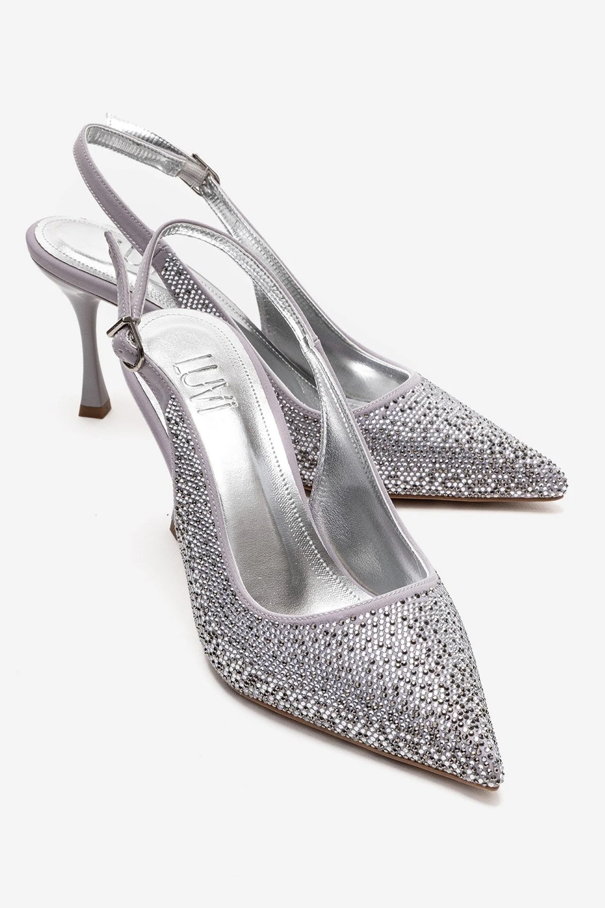 JOHANNA - Silver Jeweled Slingback Stiletto Pump (Women)