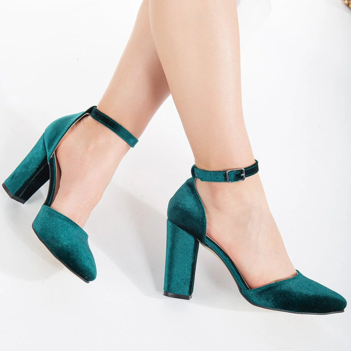 Jolie - Emerald Green Wedding Heels with Ribbon - Image 7