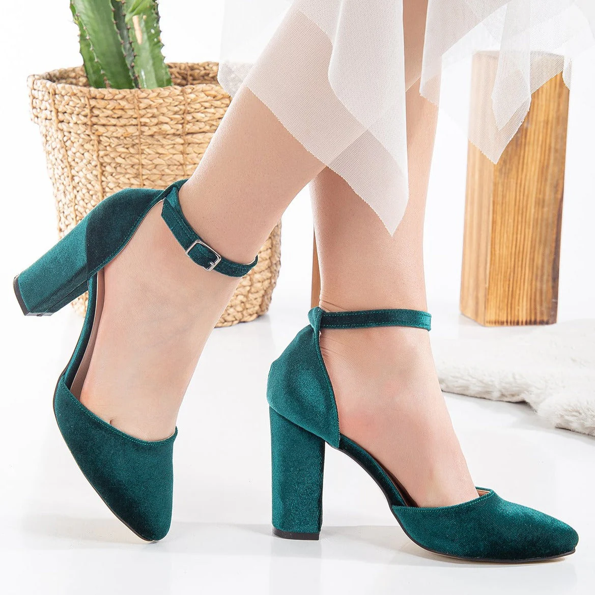 Jolie - Emerald Green Wedding Heels with Ribbon - Image 8
