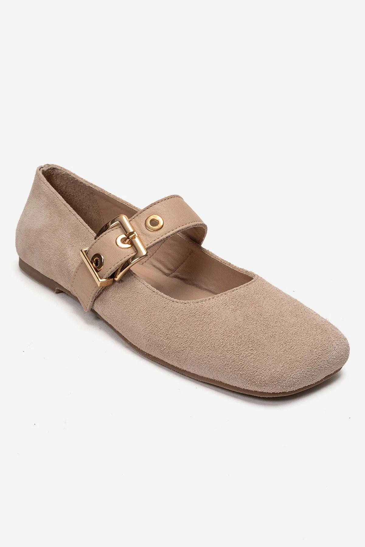 Jonas - Beige Suede Genuine Leather Ballet Flat (Women) - Image 3